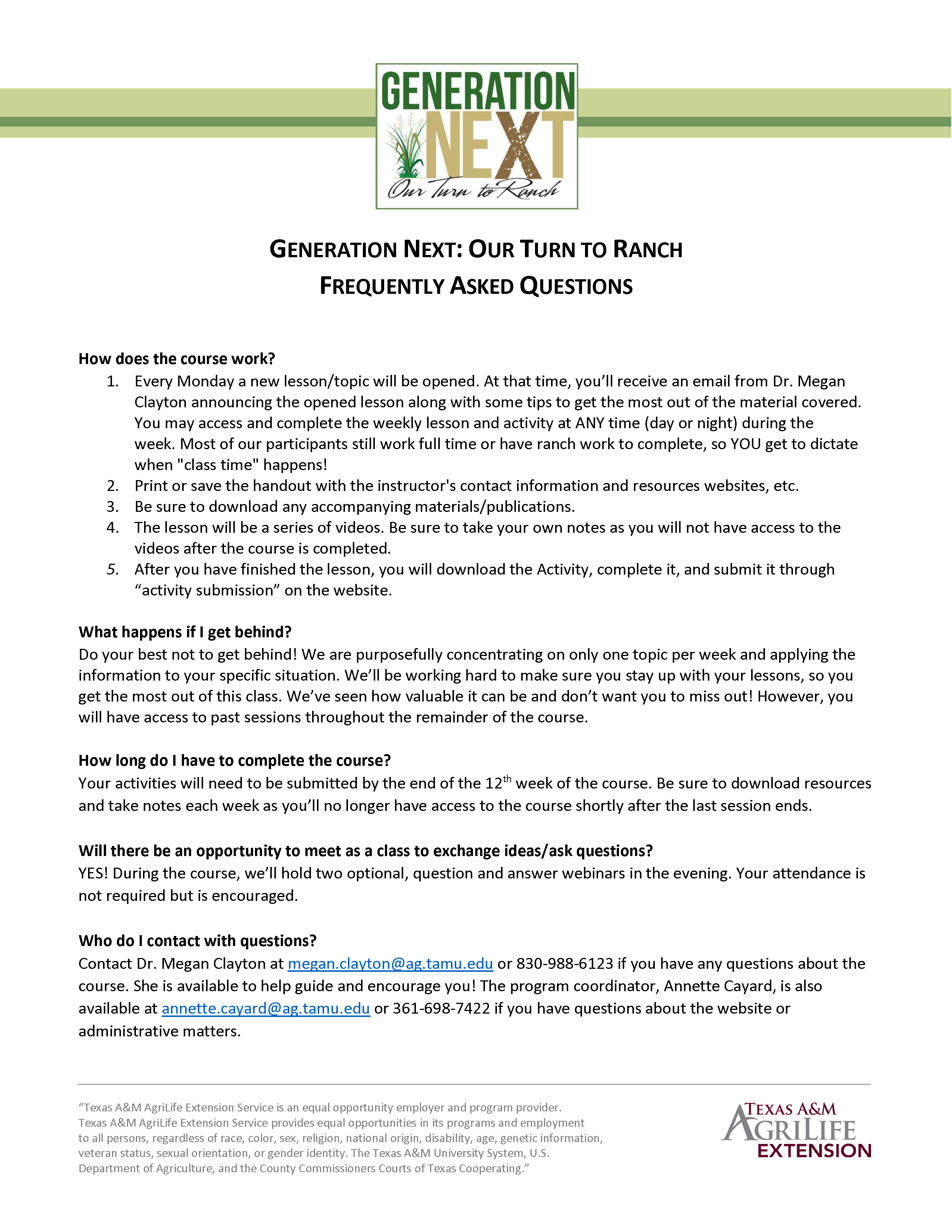 FAQ's for Generation Next